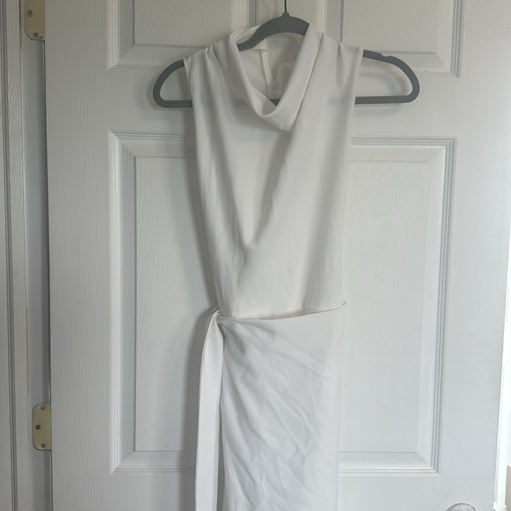 NWT ZARA White Wrap Cowl neck sleeveless Jumpsuit size Medium - Picture 7 of 8